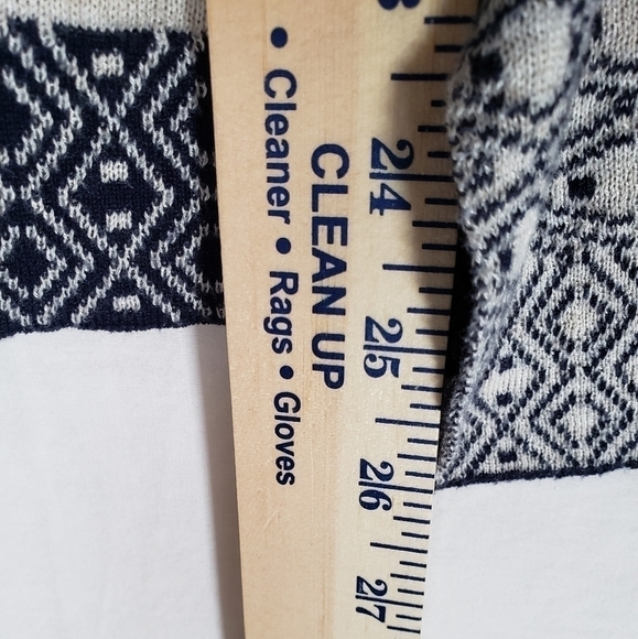 Pink Rose Navy and White Aztec Print Sweater Cardigan Sz S - Picture 7 of 8